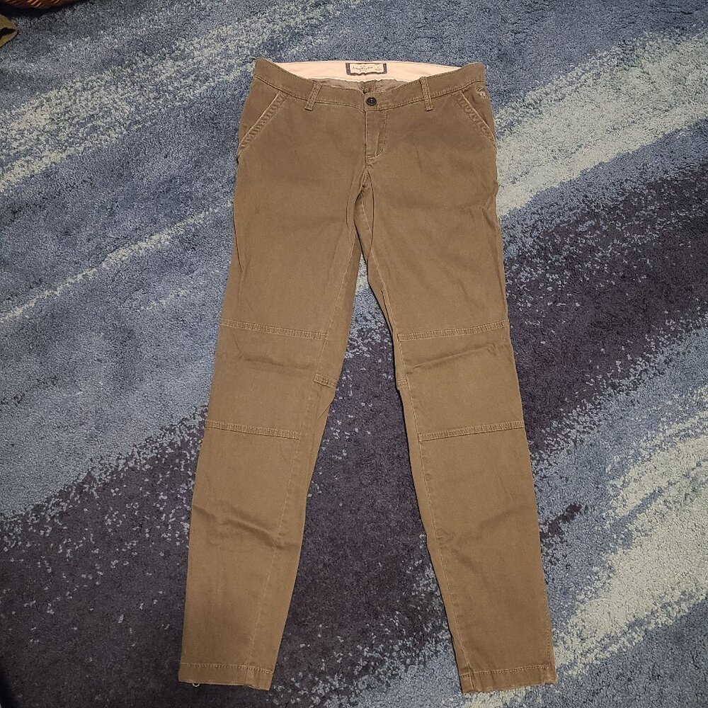 Abercrombie & Fitch Skinny Chino Pants Womens Olive Ankle Zip Size 4